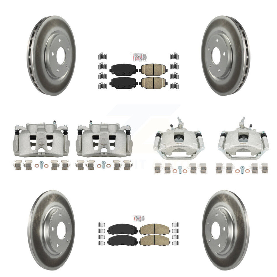 Front Rear Brake Caliper Coat Rotor & Ceramic Pad Kit (10Pc) For 2014-2020 Dodge Journey KCG-101675N