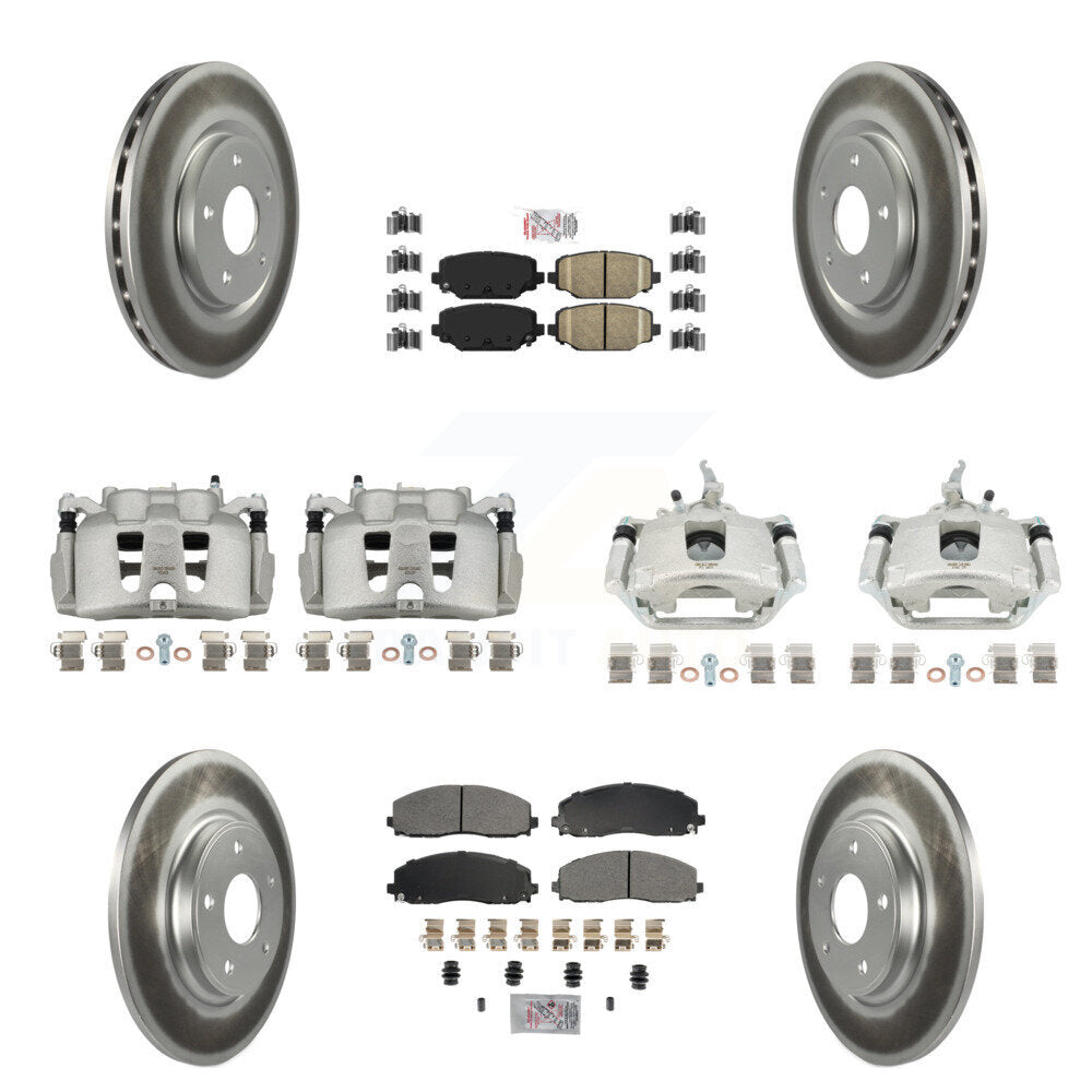 Front Rear Brake Caliper Coat Rotor & Ameribrakes Pad Kit (10Pc) For 14-20 Dodge Journey KCG-101676N