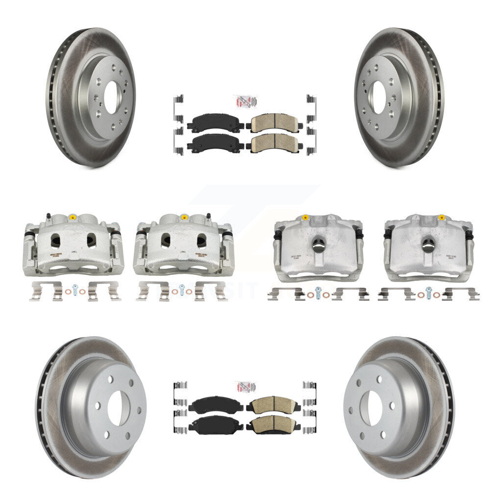Front Rear Brake Caliper Coat Rotors & Ceramic Pad Kit (10Pc) For Chevrolet Express 1500 KCG-101678N