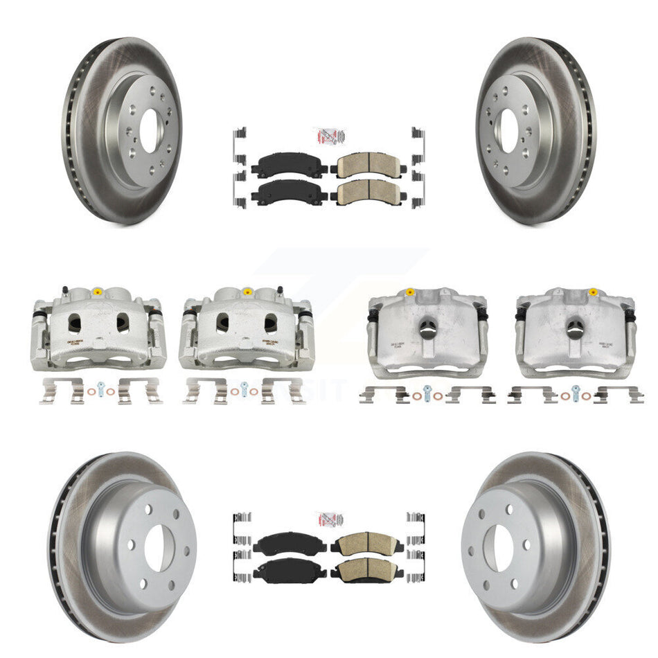 Front Rear Brake Caliper Coat Rotors & Ceramic Pad Kit (10Pc) For Chevrolet Express 1500 KCG-101678N