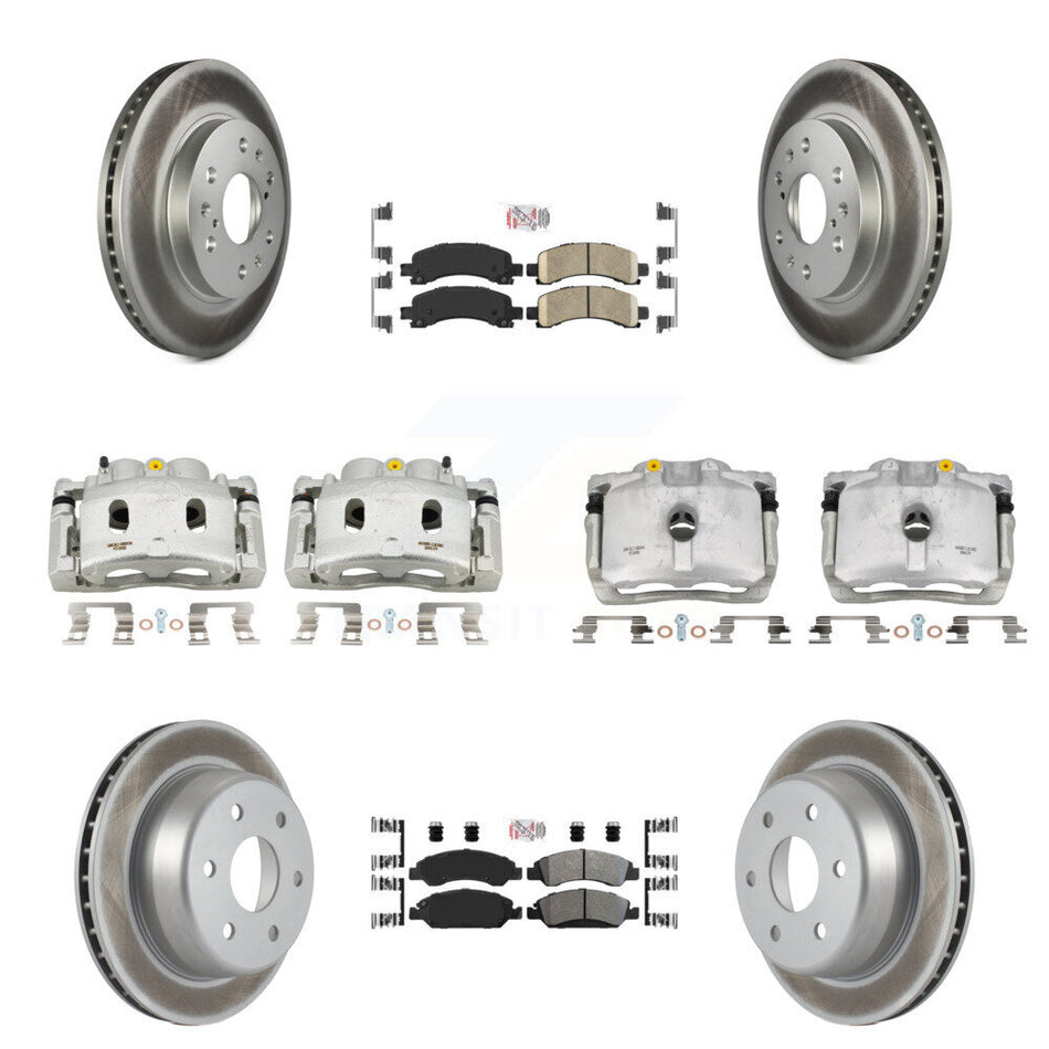 Front Rear Brake Caliper Coat Rotor Ameribrakes Pad Kit (10Pc) For Chevrolet Express GMC KCG-101679N