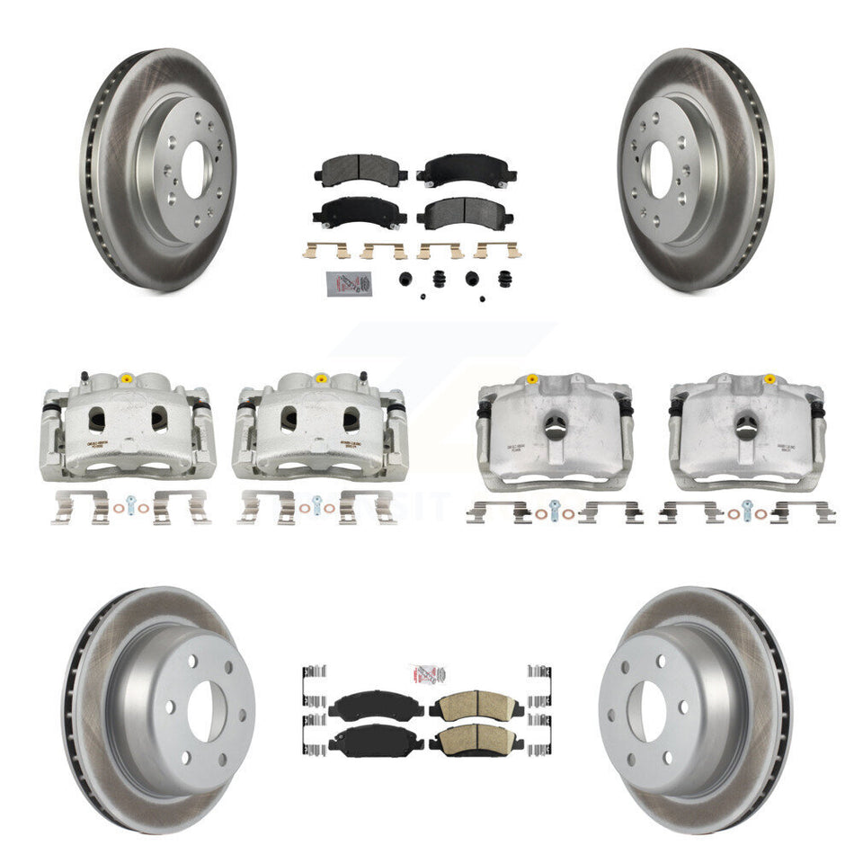 Front Rear Brake Caliper Coat Rotor Ameribrakes Pad Kit (10Pc) For Chevrolet Express GMC KCG-101681N
