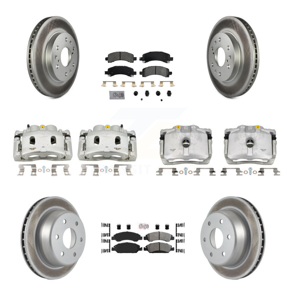 Front Rear Brake Caliper Coat Rotor & Semi-Metallic Pad Kit (10Pc) For Chevrolet Express KCG-101682N