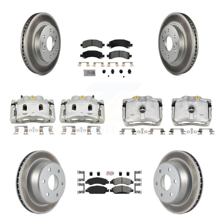 Front Rear Brake Caliper Coat Rotor & Semi-Metallic Pad Kit (10Pc) For Chevrolet Express KCG-101682N