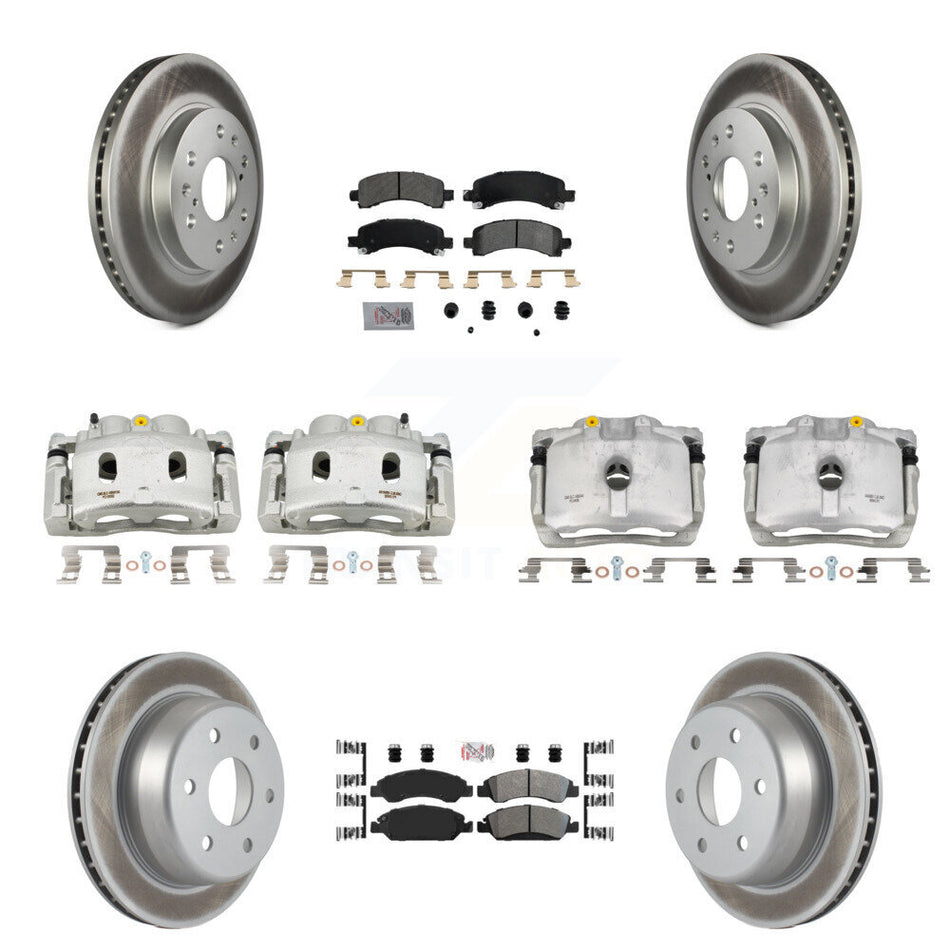 Front Rear Brake Caliper Coat Rotor & Semi-Metallic Pad Kit (10Pc) For Chevrolet Express KCG-101682N