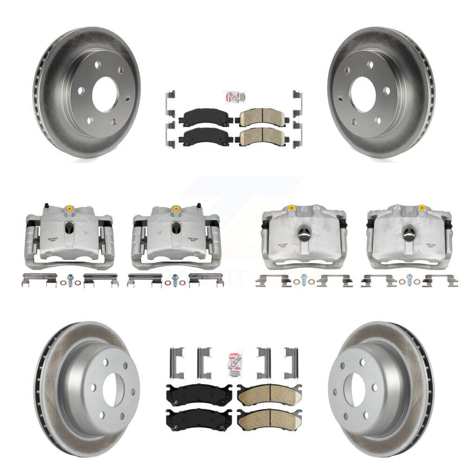 Front Rear Brake Caliper Coat Rotors Ceramic Pad Kit (10Pc) For Chevrolet Avalanche 1500 KCG-101683N