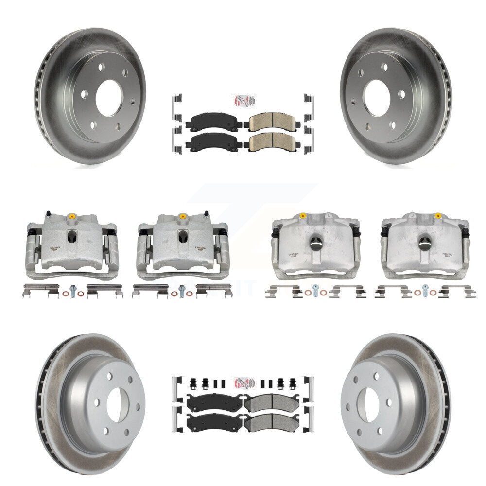 Front Rear Brake Caliper Coat Rotor & Ameribrakes Pad Kit (10Pc) For Chevrolet Avalanche KCG-101684N
