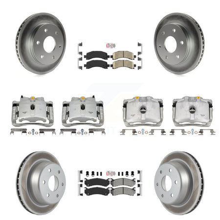 Front Rear Brake Caliper Coat Rotor & Ameribrakes Pad Kit (10Pc) For Chevrolet Avalanche KCG-101684N