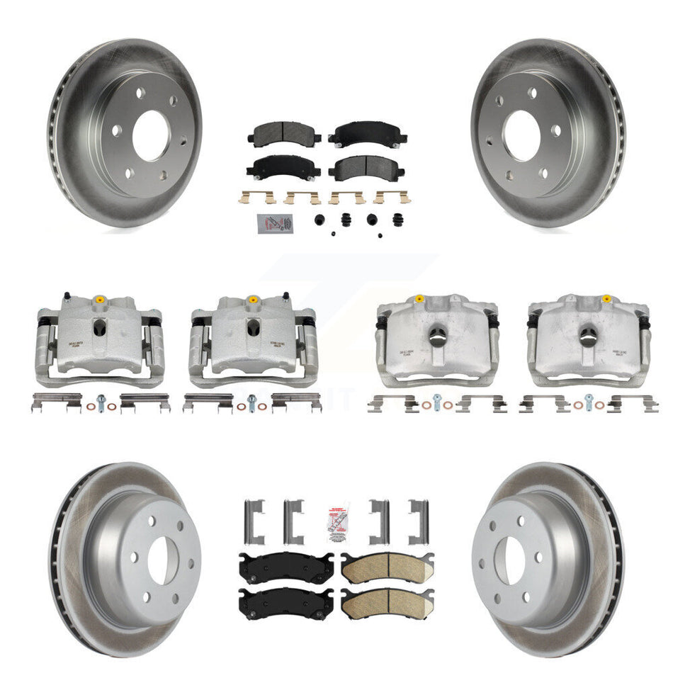 Front Rear Brake Caliper Coat Rotor & Ameribrakes Pad Kit (10Pc) For Chevrolet Avalanche KCG-101685N