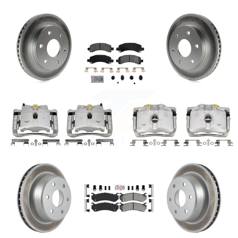 Front Rear Brake Caliper Coat Rotor Semi-Metallic Pad Kit (10Pc) For Chevrolet Avalanche KCG-101686N