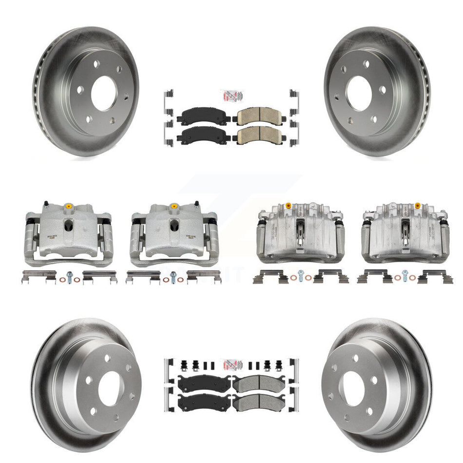 Front Rear Disc Brake Caliper Coated Rotors And Ameribrakes Pads Kit (10Pc) For KCG-101690N