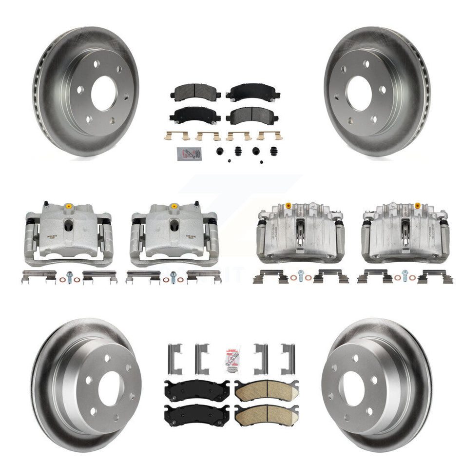 Front Rear Disc Brake Caliper Coated Rotors And Ameribrakes Pads Kit (10Pc) For KCG-101691N