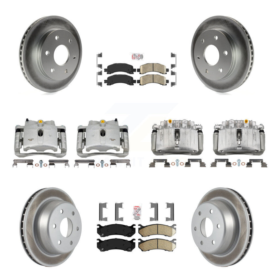 Front Rear Brake Caliper Coat Rotor Ceramic Pad Kit (10Pc) For GMC Yukon Chevrolet Tahoe KCG-101693N