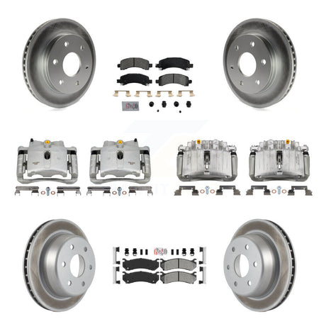 Front Rear Brake Caliper Coat Rotor Semi-Metallic Pad Kit (10Pc) For GMC Yukon Chevrolet KCG-101696N