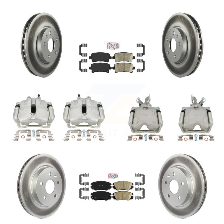Front Rear Disc Brake Caliper Coated Rotors And Ceramic Pads Kit (10Pc) For Chevrolet Impala Malibu KCG-101705N