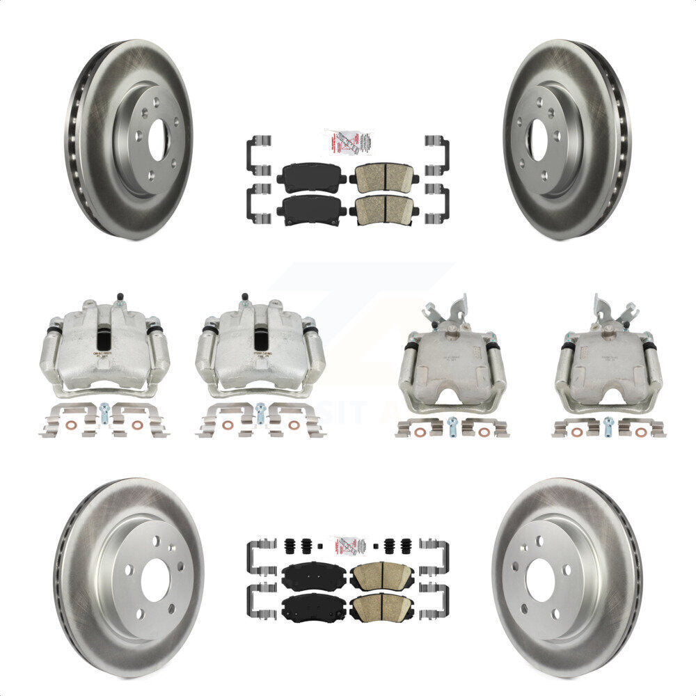 Front Rear Disc Brake Caliper Coated Rotors And Ceramic Pads Kit (10Pc) For Chevrolet Impala Malibu KCG-101706N by Transit Auto