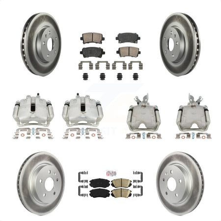 Front Rear Disc Brake Caliper Coated Rotors And Ceramic Pads Kit (10Pc) For Chevrolet Impala Malibu KCG-101707N by Transit Auto