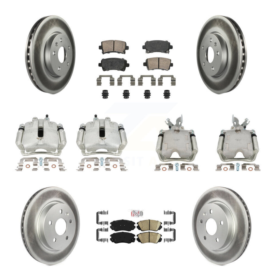 Front Rear Disc Brake Caliper Coated Rotors And Ceramic Pads Kit (10Pc) For Chevrolet Impala Malibu KCG-101707N