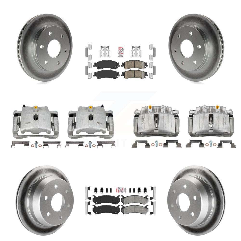 Front Rear Brake Caliper Coat Rotor & Ameribrakes Pad Kit (10Pc) For Chevrolet Silverado KCG-101715N