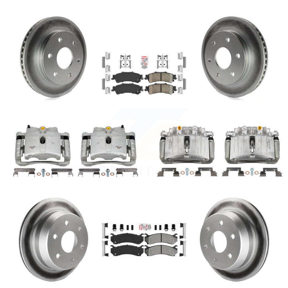 Front Rear Brake Caliper Coat Rotor & Ameribrakes Pad Kit (10Pc) For Chevrolet Silverado KCG-101715N