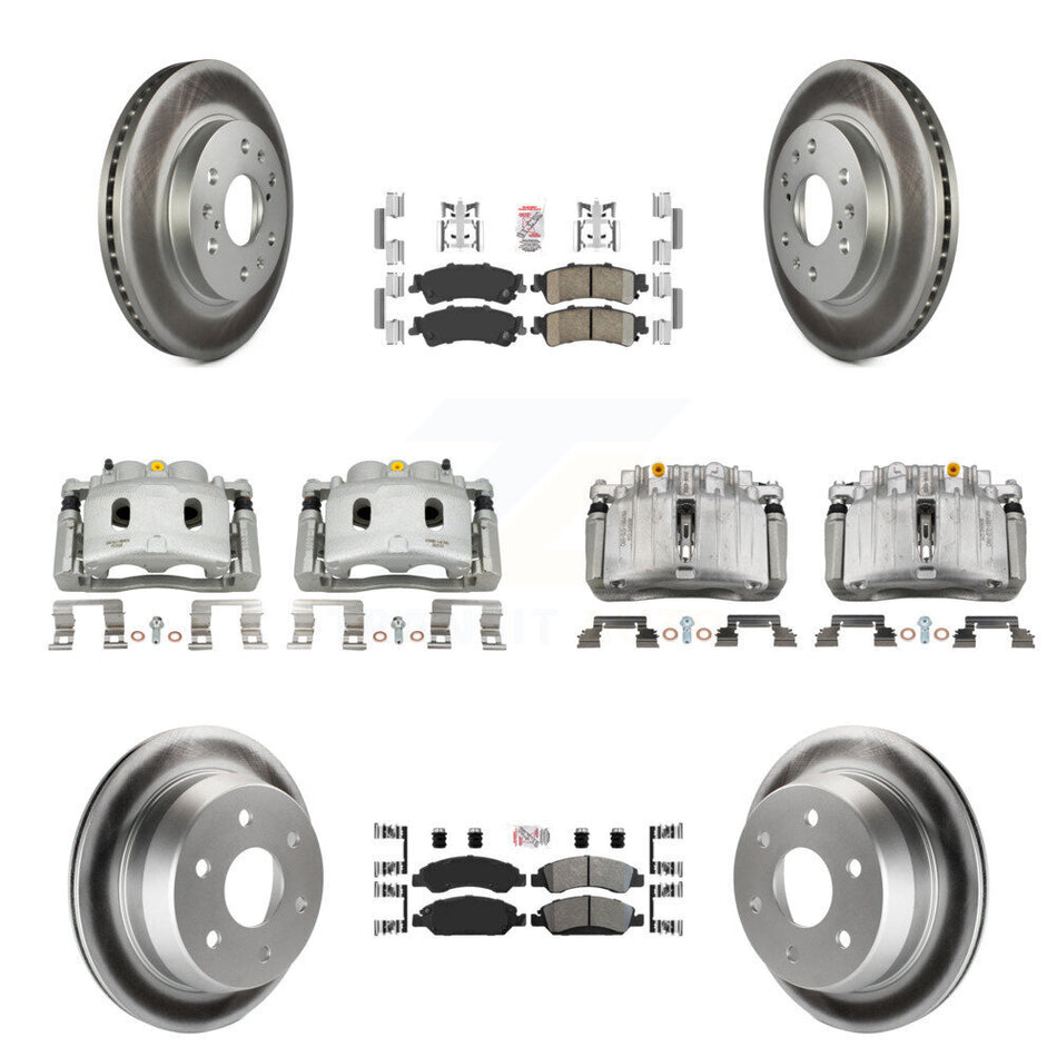 Front Rear Disc Brake Caliper Coated Rotors And Ameribrakes Pads Kit (10Pc) For KCG-101717N