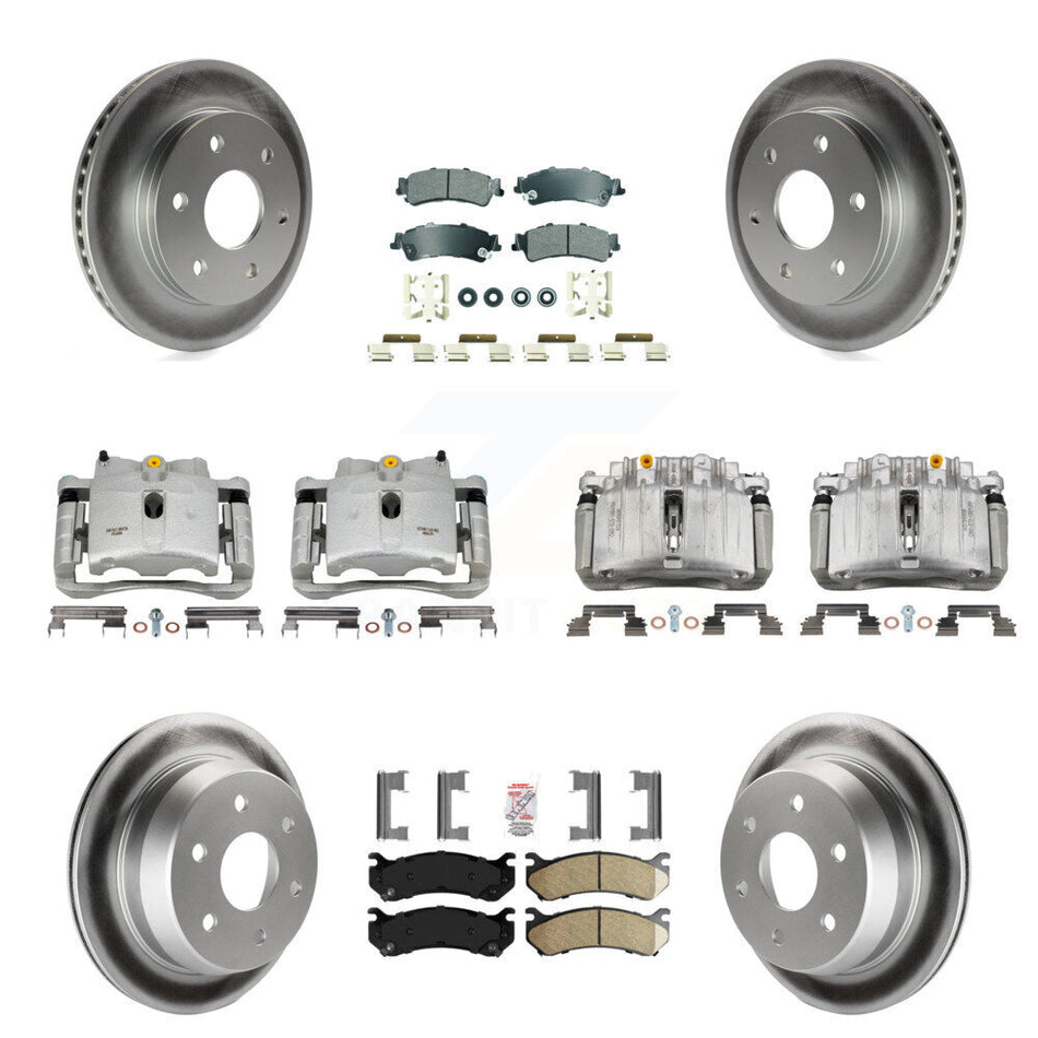 Front Rear Brake Caliper Coat Rotor & Ameribrakes Pad Kit (10Pc) For Chevrolet Silverado KCG-101719N