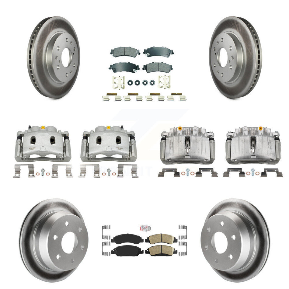 Front Rear Disc Brake Caliper Coated Rotors And Ameribrakes Pads Kit (10Pc) For KCG-101721N