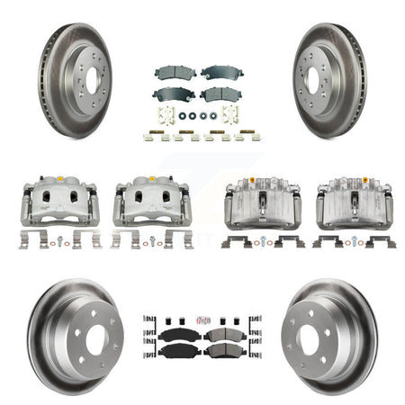 Front Rear Disc Brake Caliper Coated Rotors And Semi-Metallic Pads Kit (10Pc) For KCG-101722N