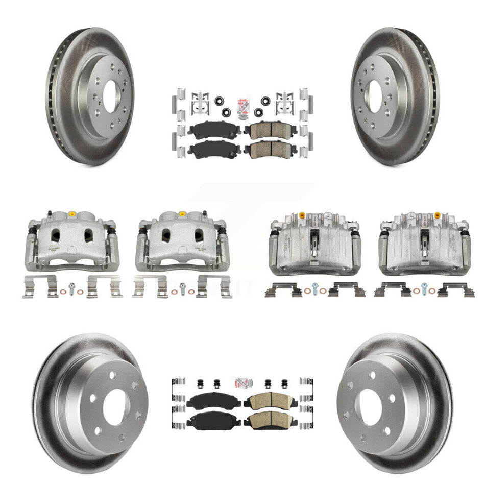 Front Rear Disc Brake Caliper Coated Rotors And Ceramic Pads Kit (10Pc) For KCG-101723N