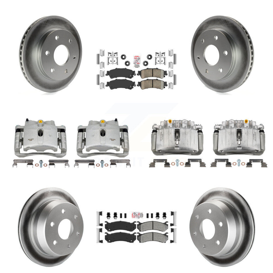 Front Rear Brake Caliper Coat Rotor & Ameribrakes Pad Kit (10Pc) For Chevrolet Silverado KCG-101725N