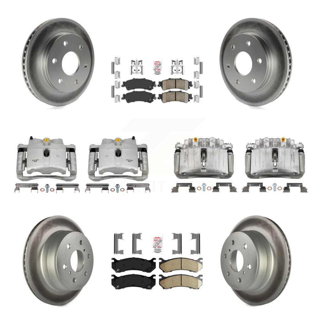Front Rear Brake Caliper Coat Rotor & Ceramic Pad Kit (10Pc) For GMC Sierra 1500 Classic KCG-101728N