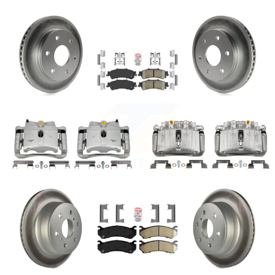 Front Rear Brake Caliper Coat Rotor & Ceramic Pad Kit (10Pc) For GMC Sierra 1500 Classic KCG-101728N