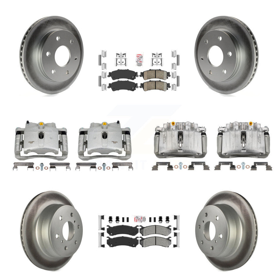 Front Rear Disc Brake Caliper Coated Rotors And Ameribrakes Pads Kit (10Pc) For KCG-101729N