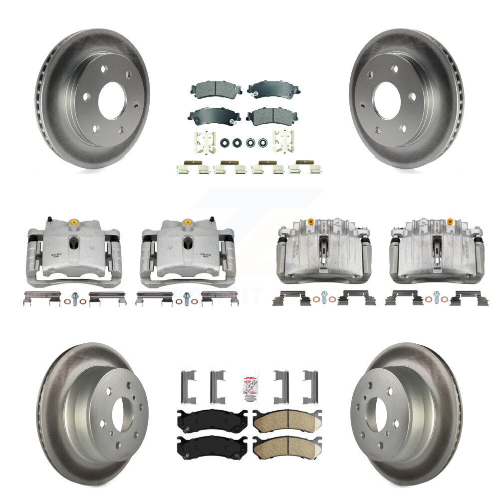 Front Rear Disc Brake Caliper Coated Rotors And Ameribrakes Pads Kit (10Pc) For KCG-101730N