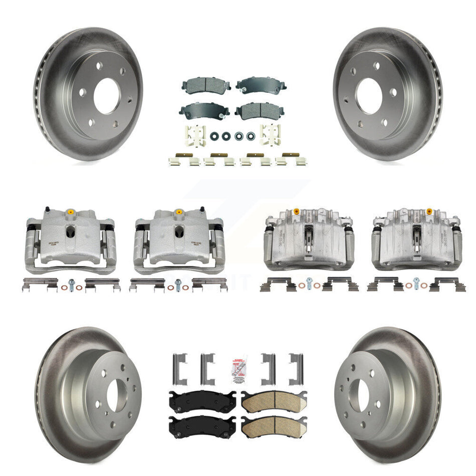 Front Rear Disc Brake Caliper Coated Rotors And Ameribrakes Pads Kit (10Pc) For KCG-101730N
