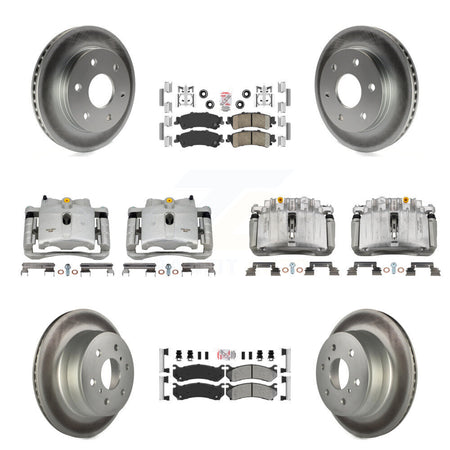 Front Rear Disc Brake Caliper Coated Rotors And Ameribrakes Pads Kit (10Pc) For KCG-101733N