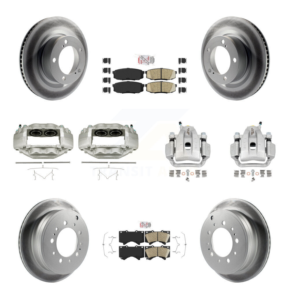 Front Rear Brake Caliper Coat Rotor And Ceramic Pad Kit (10Pc) For Toyota Tundra Sequoia KCG-101760N