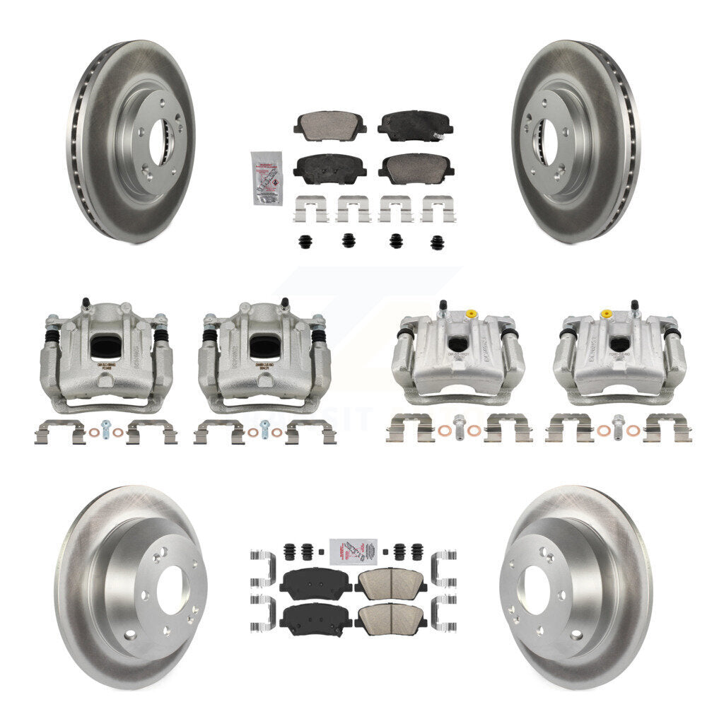 Front Rear Disc Brake Caliper Coat Rotor Ceramic Pad Kit (10Pc) For Hyundai Santa Fe Kia KCG-101771N