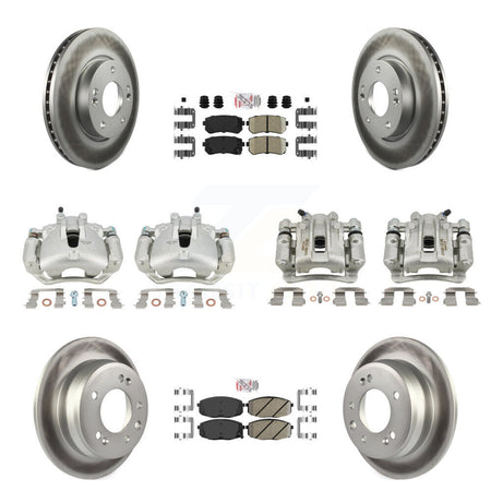 Front Rear Disc Brake Caliper Coat Rotors And Ceramic Pad Kit (10Pc) For Hyundai Elantra KCG-101788N