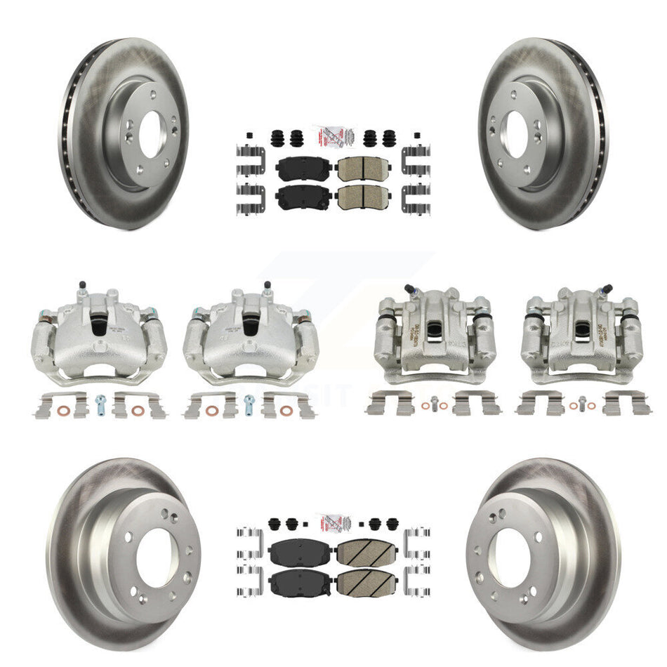 Front Rear Disc Brake Caliper Coat Rotors And Ceramic Pad Kit (10Pc) For Hyundai Elantra KCG-101789N