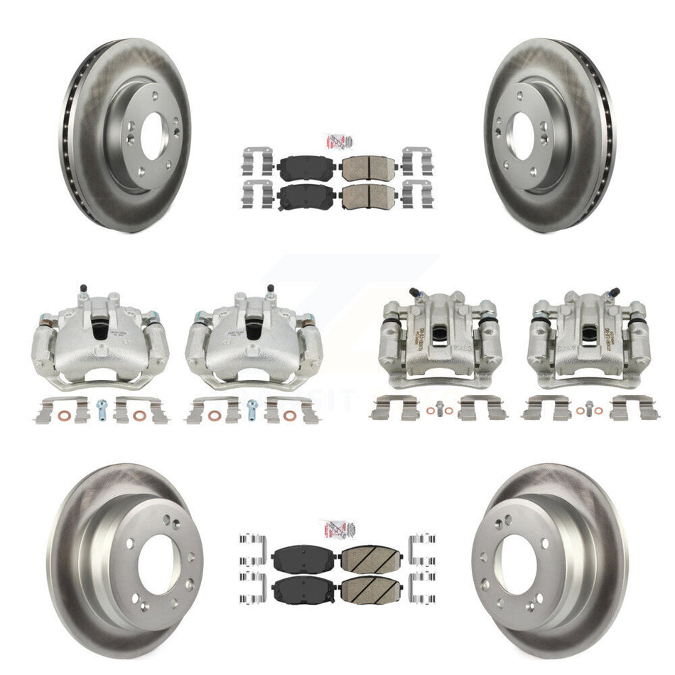Front Rear Disc Brake Caliper Coat Rotors And Ceramic Pad Kit (10Pc) For Hyundai Elantra KCG-101790N
