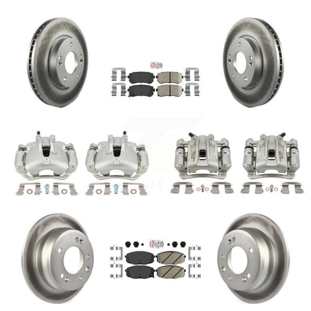 Front Rear Disc Brake Caliper Coat Rotors And Ceramic Pad Kit (10Pc) For Hyundai Elantra KCG-101791N