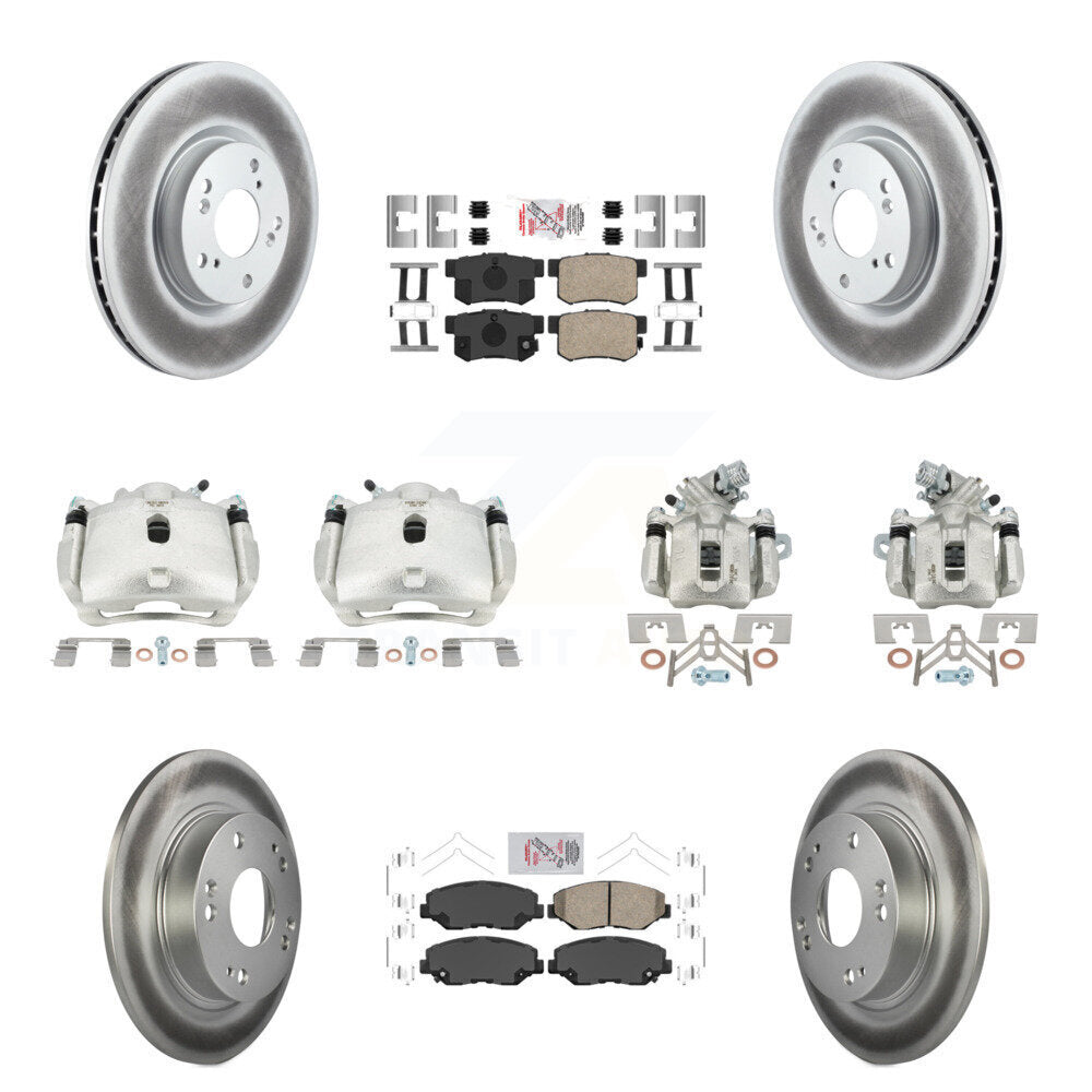 Front Rear Brake Caliper Coat Rotor And Ceramic Pad Kit (10Pc) For Honda Civic Acura ILX KCG-101792N