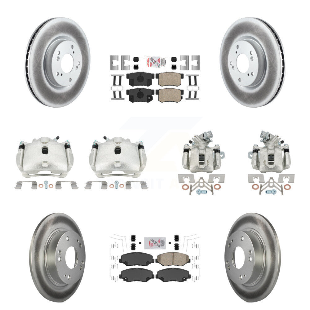 Front Rear Brake Caliper Coat Rotor And Ceramic Pad Kit (10Pc) For Honda Civic Acura ILX KCG-101793N