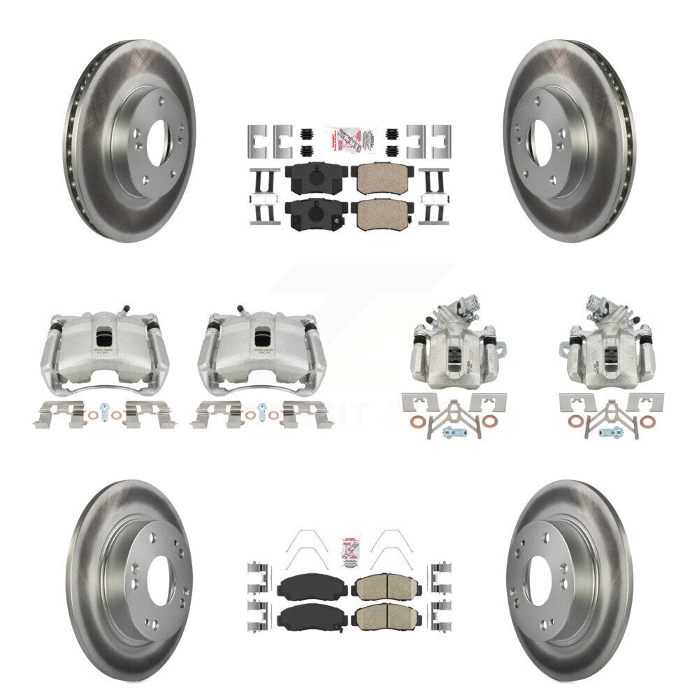 Front Rear Disc Brake Caliper Coated Rotors And Ceramic Pads Kit (10Pc) For Acura CSX KCG-101796N