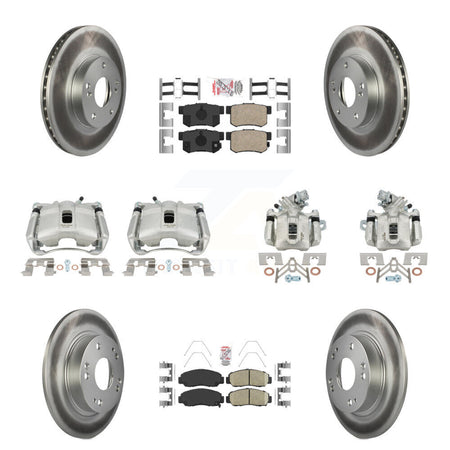 Front Rear Disc Brake Caliper Coated Rotors And Ceramic Pads Kit (10Pc) For Acura CSX KCG-101798N