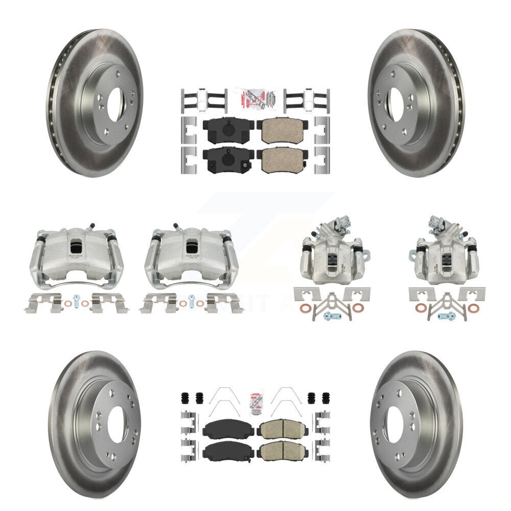 Front Rear Disc Brake Caliper Coated Rotors And Ceramic Pads Kit (10Pc) For Acura CSX KCG-101799N