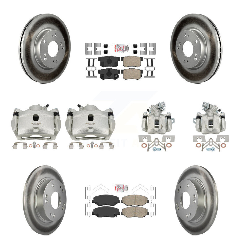 Front Rear Disc Brake Caliper Coat Rotors Ceramic Pad Kit (10Pc) For 2013 Acura ILX 2.0L KCG-101800N