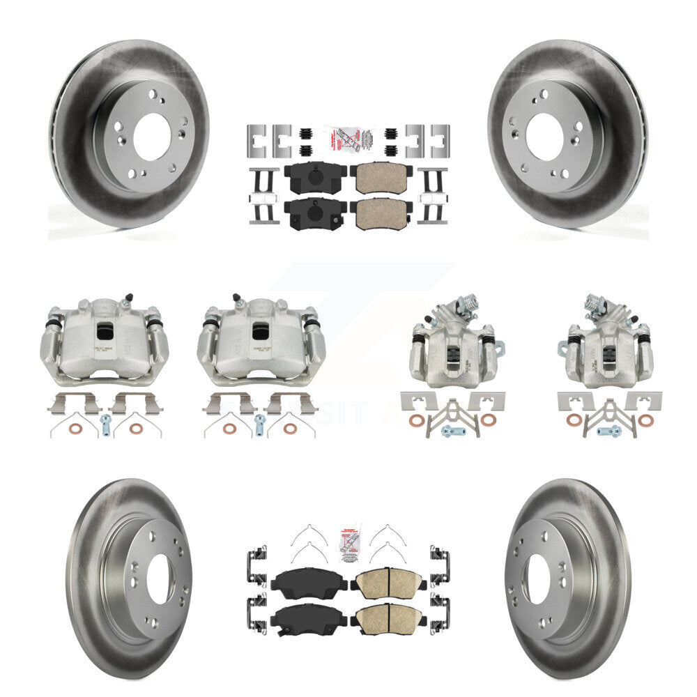 Front Rear Brake Caliper Coat Rotors Ceramic Pad Kit (10Pc) For 2013-2015 Acura ILX 1.5L KCG-101802N