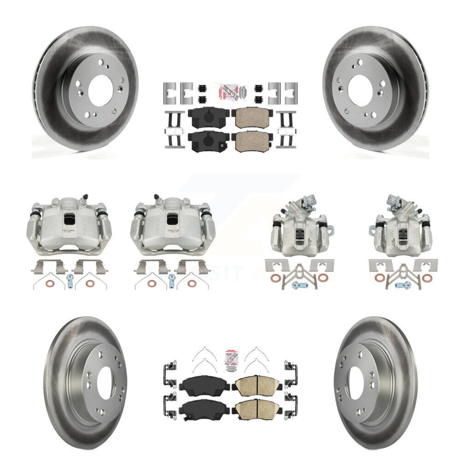 Front Rear Brake Caliper Coat Rotors Ceramic Pad Kit (10Pc) For 2013-2015 Acura ILX 1.5L KCG-101802N